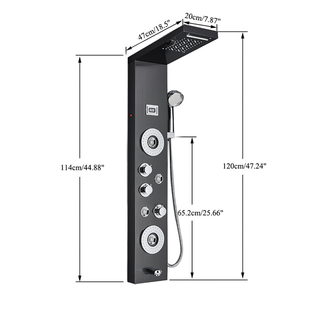 Robinet, Onyzpily, 8013, Lumină LED, Cascada, În perete, Pulverizator de masaj spa, Negru