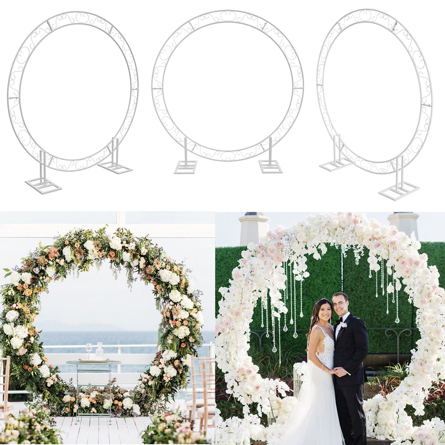 Iron Wedding Archway Backdrop Prop for Ceremony Party Decoration 8.2ft Circle Balloon Arch