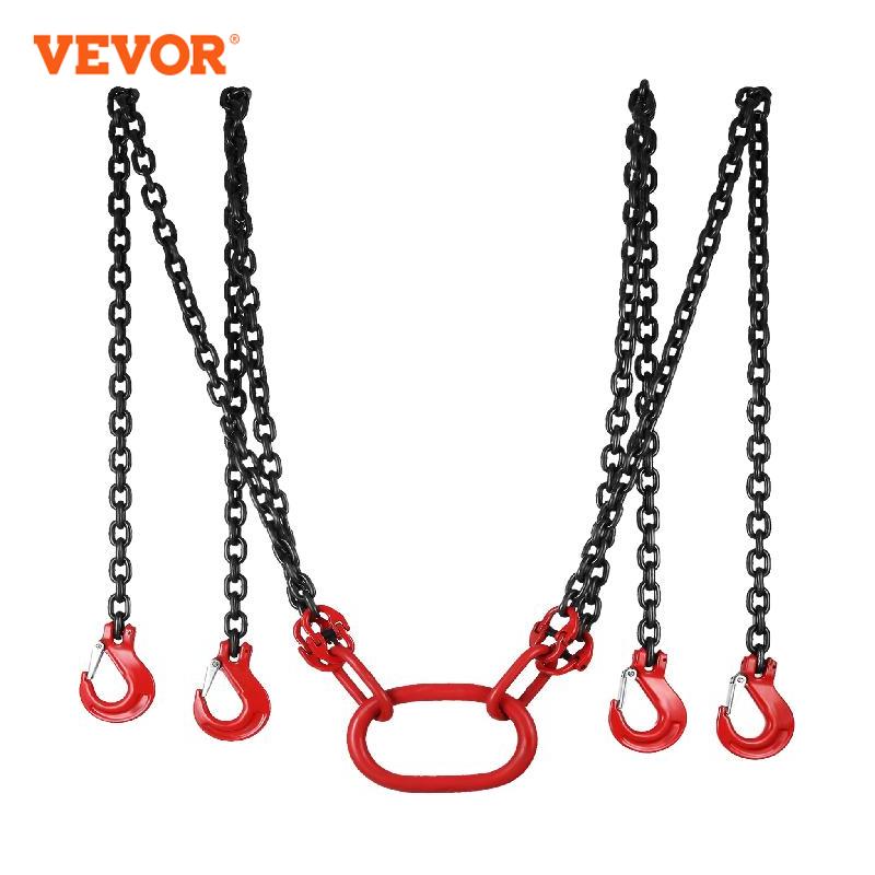 5 Ton Lifting Chain Sling, Heavy Duty 4 Leg with Grade Hooks, G80 Alloy Steel, 1.5M 3M 4M, 5/16"