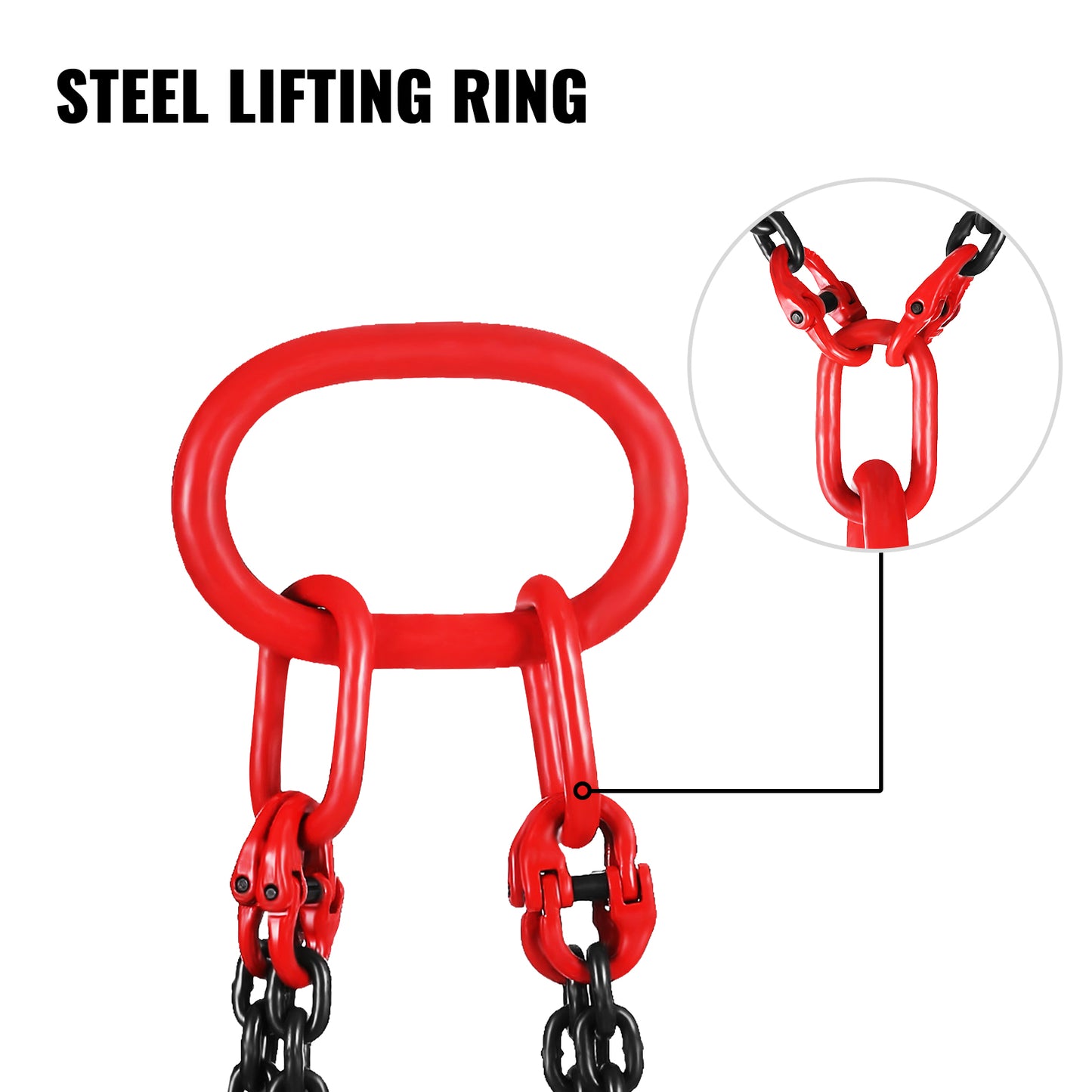 5 Ton Lifting Chain Sling, Heavy Duty 4 Leg with Grade Hooks, G80 Alloy Steel, 1.5M 3M 4M, 5/16"