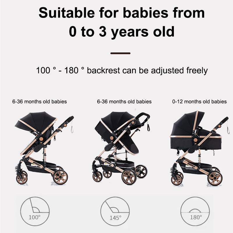 Stroller, Yazoco, 3 in 1, Folding Prams, Travel Carriage, Portable, Aluminum Frame, Grey