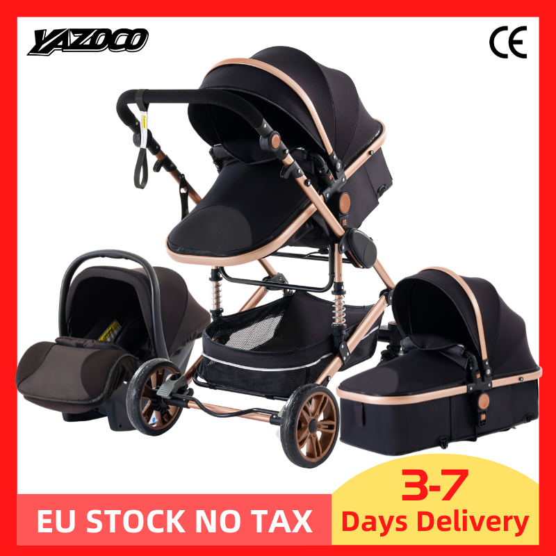 Stroller, Yazoco, 3 in 1, Folding Prams, Travel Carriage, Portable, Aluminum Frame, Grey