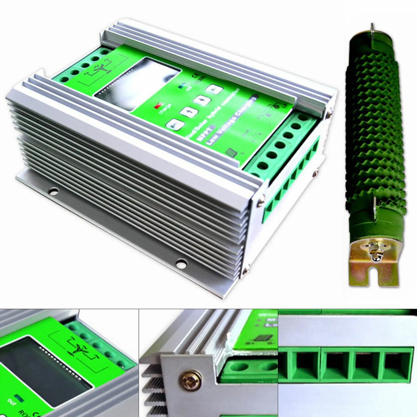 Solar controller, MPPT Hybrid, for Wind Turbine, LCD, 12-24V, 600-800W, Green