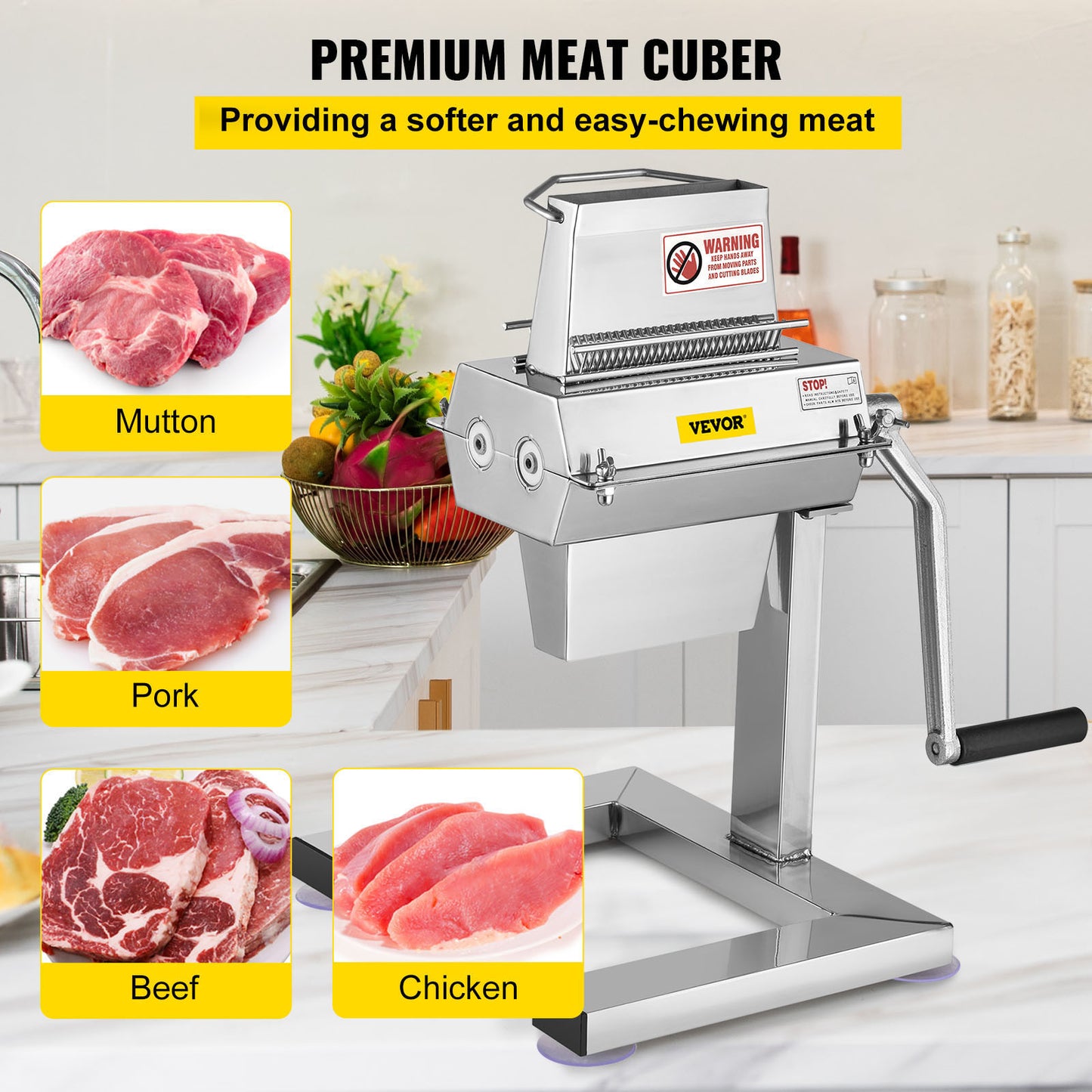 Stainless Steel Meat Tenderizer Machine 5" Cutting Pork Steak Needle Kitchen Gadget