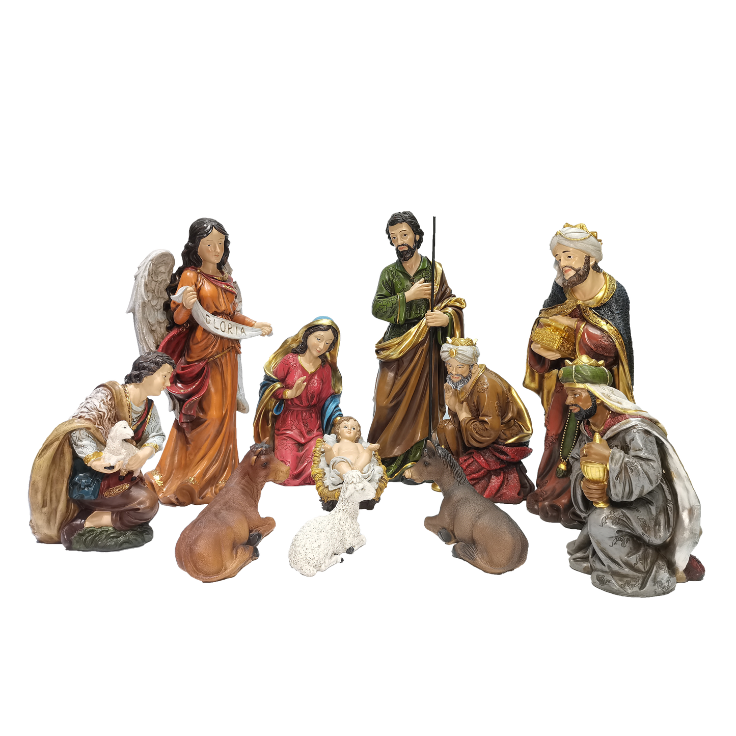 Set Scene de Naștere Statuie Sfânta Familie Ornament pentru Pătuț de Crăciun Decor 11 Piese 16"