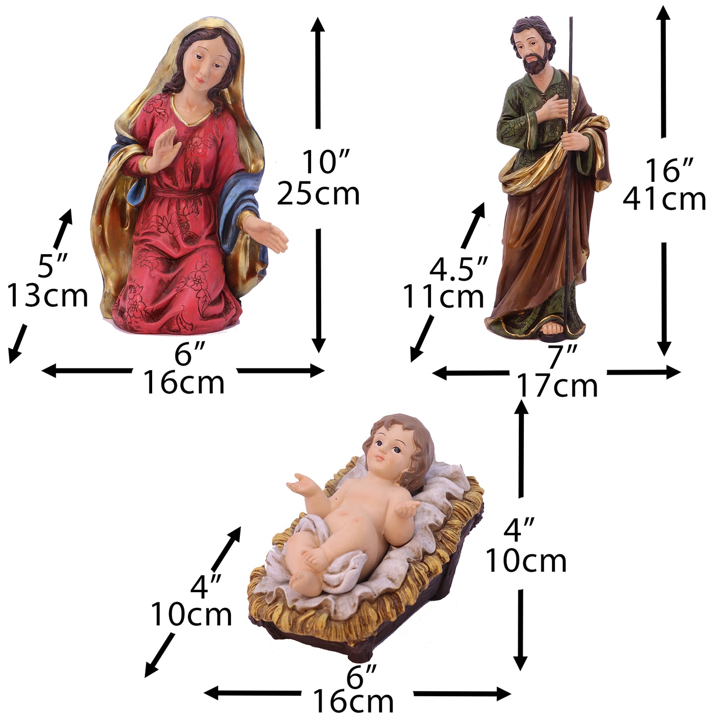 Set Scene de Naștere Statuie Sfânta Familie Ornament pentru Pătuț de Crăciun Decor 11 Piese 16"