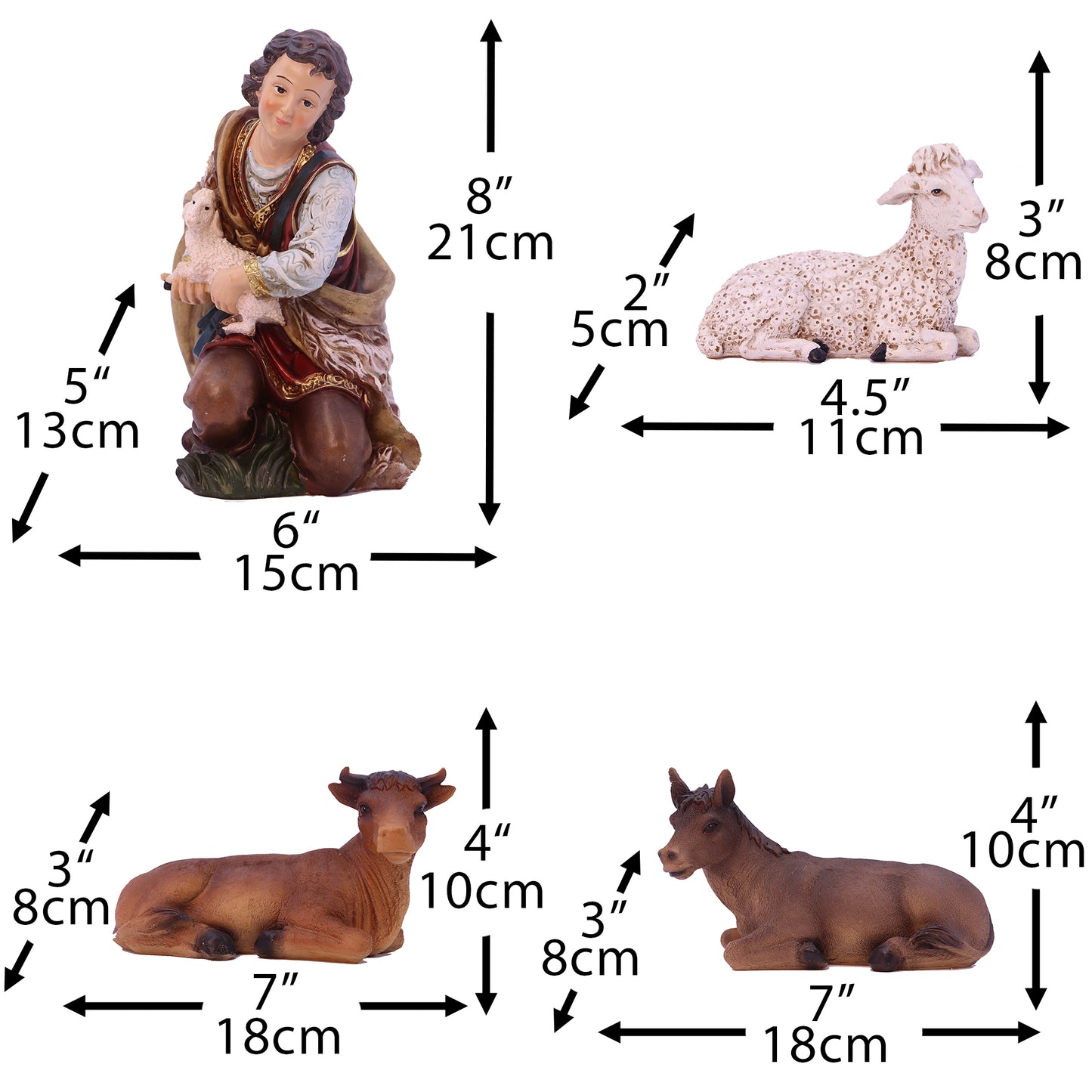 Set Scene de Naștere Statuie Sfânta Familie Ornament pentru Pătuț de Crăciun Decor 11 Piese 16"