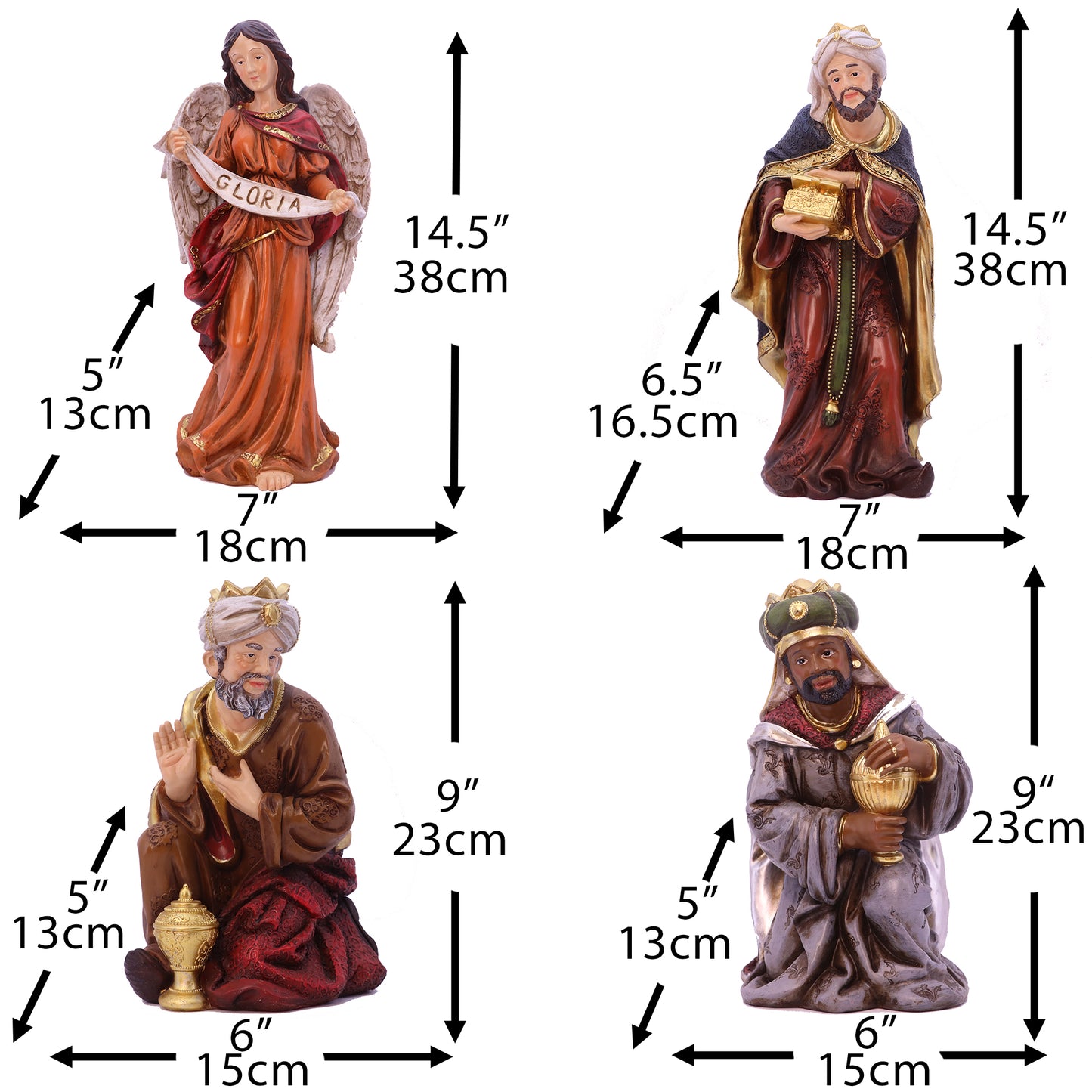 Set Scene de Naștere Statuie Sfânta Familie Ornament pentru Pătuț de Crăciun Decor 11 Piese 16"