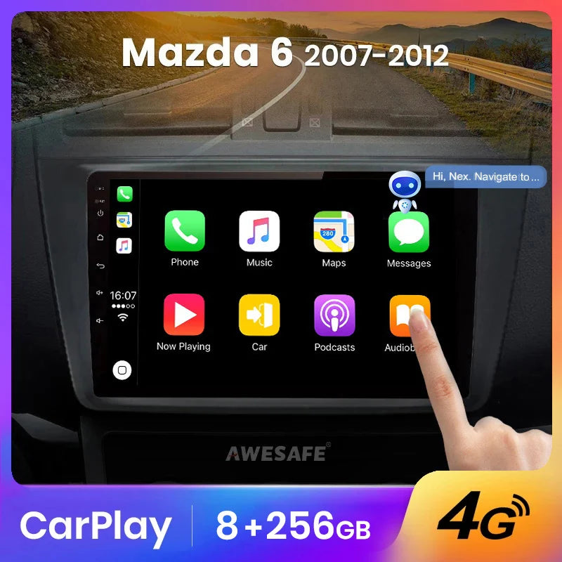 Haut-parleurs sans fil, PX9, lecteur multimédia autoradio GPS, 2 din Android Autoradio Carplay, WIFI, 1 Go-32 Go, A-2, Mazda 6 GH GG Mazda6 2007-2012