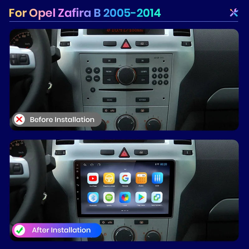 Wireless Speakers, , PX9 For Opel Zafira B Astra H 2005-2014, Multimedia Navigation Android CarPlay Stereo, 4G-WIFI 2-32GB, Black.