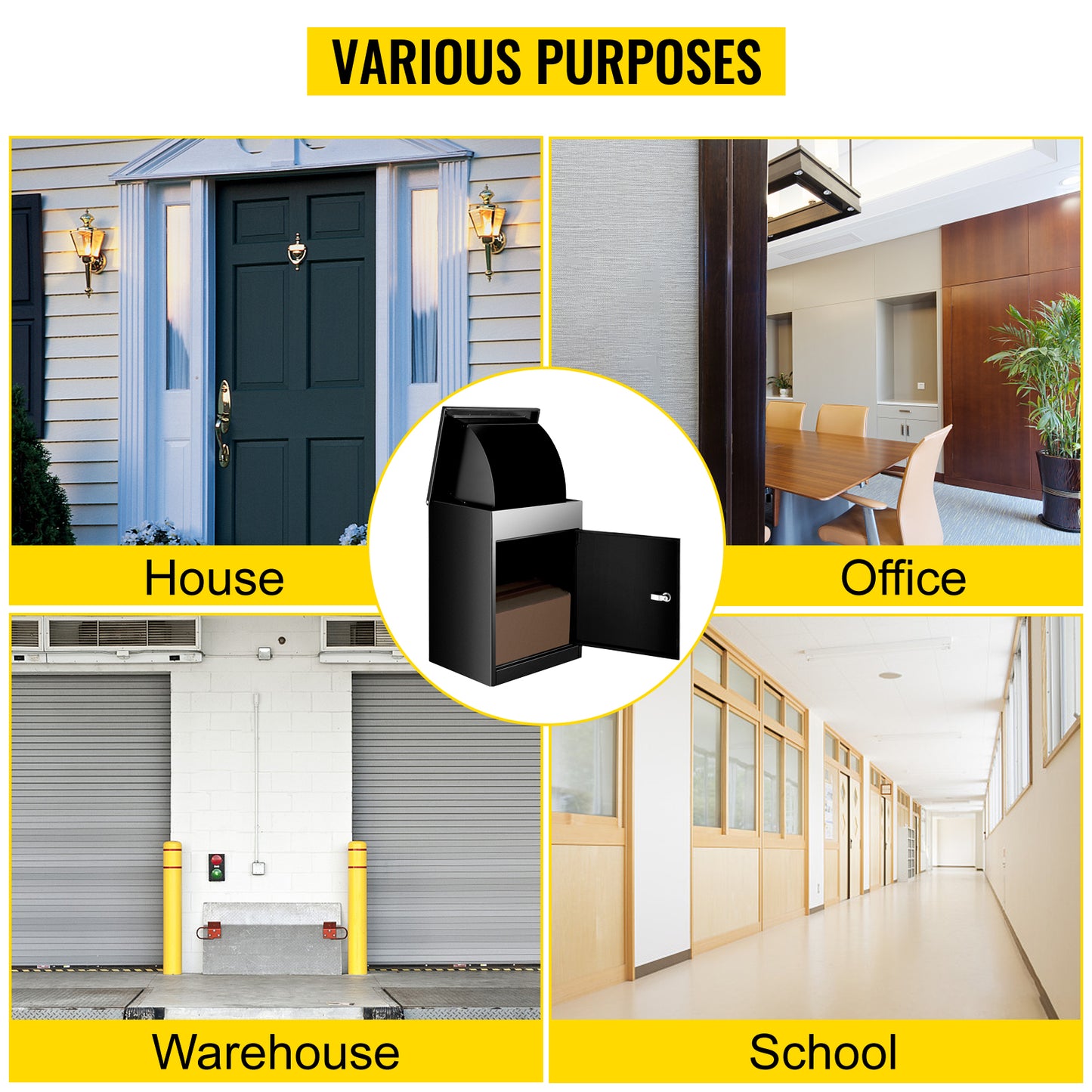 Lockable Outdoor Package Drop Box Large Container Mail Security 30x20x20cm