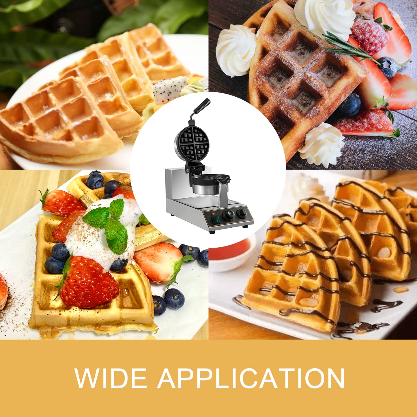 Electric Double Sided Waffle Maker 1100W Nonstick Rotating Oven with 180° Plates