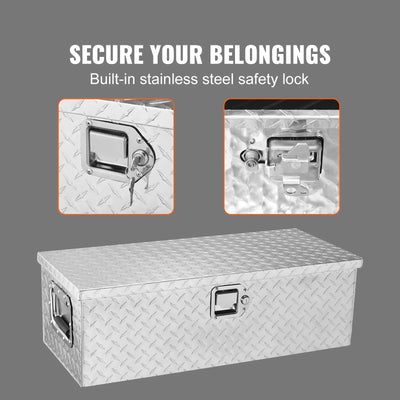 Truck Tool Box, Aluminum Alloy Locking Storage, 39x13x9.6 cm, Silvery