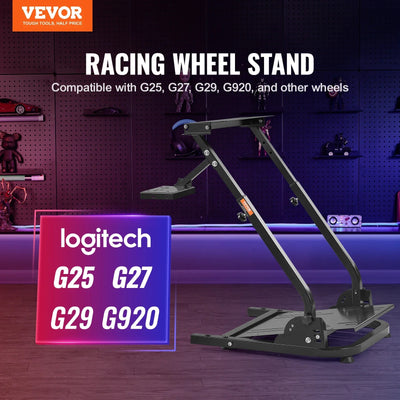 Racing Wheel Stand, Adjustable Carbon Steel, Foldable, Black
