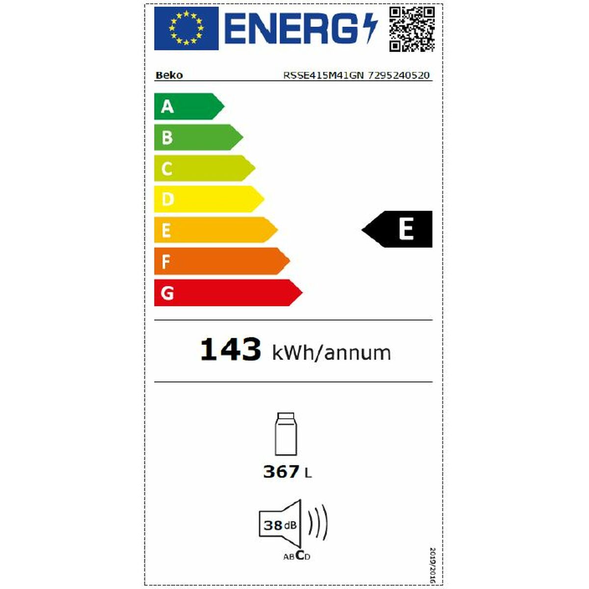 Frigider BEKO RSSE415M41GN Gri