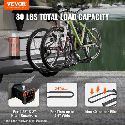 Hitch Bike Rack, 4x150 kg Capacity, Black