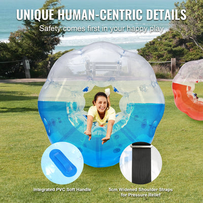 Inflatable Bumper Balls, 2-Pack, Adjustable Straps, 5FT, Red + Blue