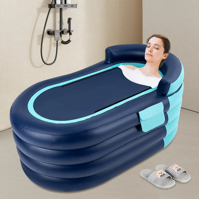 Inflatable Bathtub, 4 layers, Freestanding, PVC Cotton, 1.4m, Blue