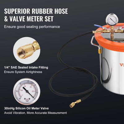 Vacuum Chamber and Pump Kit, 3.5 CFM, 3-Gallon, Tempered Glass Lid