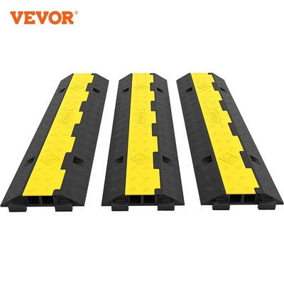 Cable Protector Ramp, 2 Channels, 3 Pcs, Rubber & PVC, Black