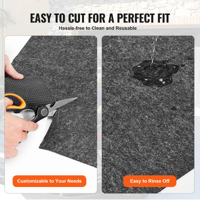 Waterproof Garage Floor Mat, Heavy Duty Containment Mat, Strong Grip, 7.4ftx17ft, Gray-Black