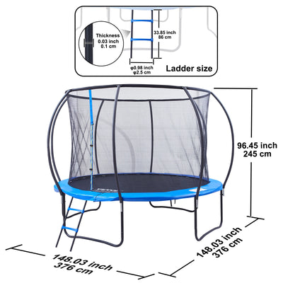 Trampoline, 10ft, Recreational Outdoor Jumping Mat with Safety Net and Spring Cover, Black