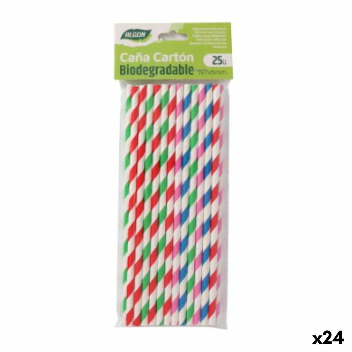 Straws Algon Cardboard Multicolour 25 Pieces 24 Units