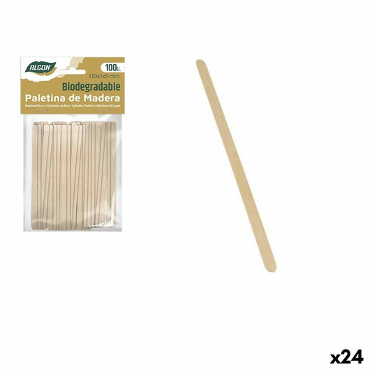 Kit of coffee stirrers Algon Wood 100 Pieces 110 x 1 x 5 mm (24 Units)