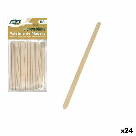 Set pentru îndepărtarea cafelei Algon Lemn 100 Piese 140 x 1,3 x 5 mm (24 Unități)