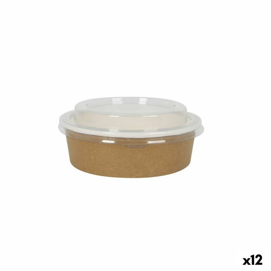 Food Preservation Container Algon kraft paper 700 ml With lid (12 Units)