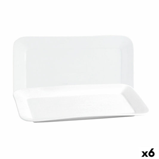 Platou pentru Servire Quid Basic Dreptunghiular Ceramică Alb (35,8 x 21 cm) (6 Unități)