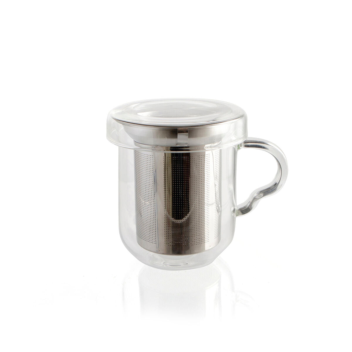 Cup with Tea Filter Quid Serenia Transparent Glass Stainless steel 350 ml (12 Units)