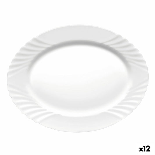 Platou pentru Servire Bormioli Rocco Ebro Oval Alb Sticlă (36 cm) (12 Unități)