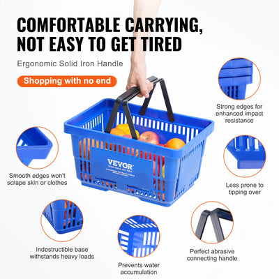Shopping Basket Set, 24L, Plastic, With Handle and Stand, Blue