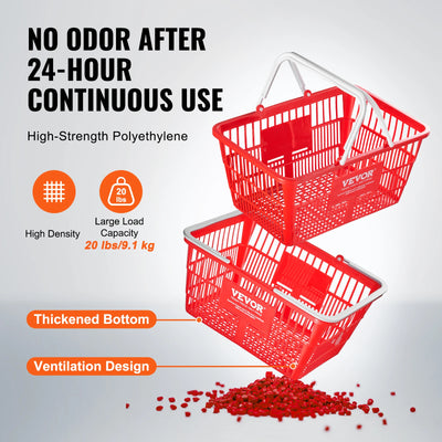 Shopping Basket, 20Pcs, Plastic, With Handle & Stand, Red