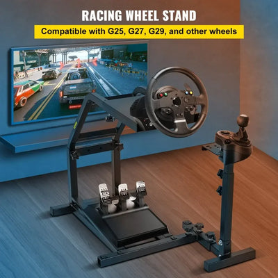 Racing Wheel Stand, Adjustable Carbon Steel Frame, Black