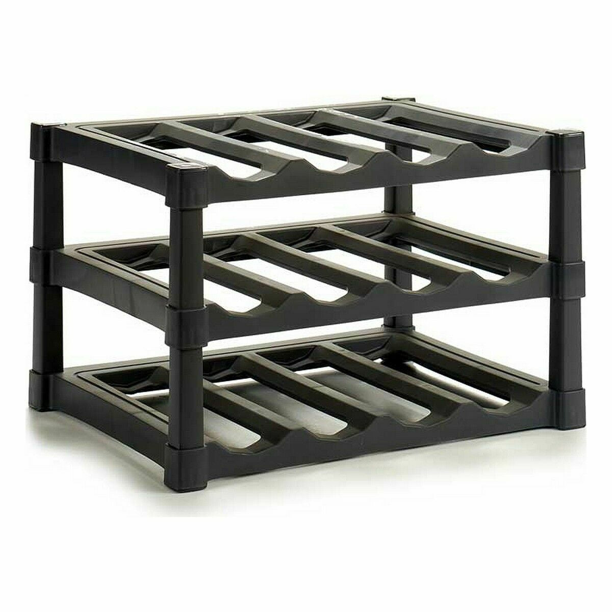 Suport pentru Sticle Negru Plastic 39 x 30 x 28 cm (6 Unități)