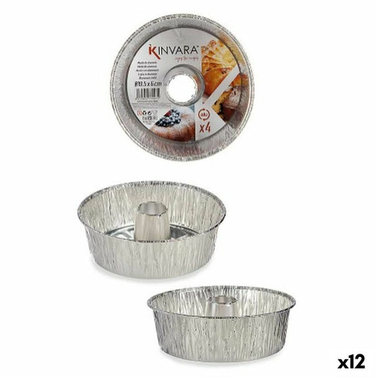 Set de vase pentru tort Argintiu Aluminiu 19,5 x 19,5 x 6 cm 4 Piese (12 Unități)