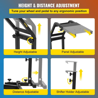 Racing Wheel Stand, Adjustable Carbon Steel Frame, Black