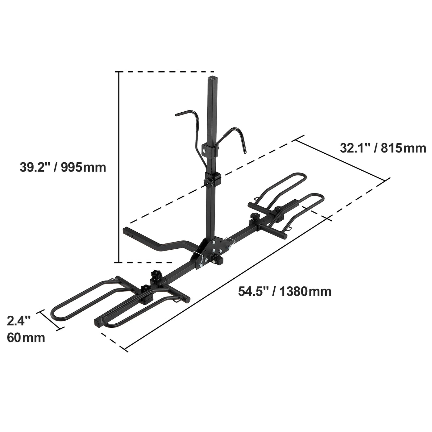 Hitch Bike Rack, 2x80 kg Capacity, Black