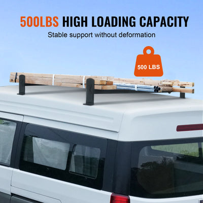 Van Ladder Rack, Alloy Steel, 2 PCS, Adjustable, Black