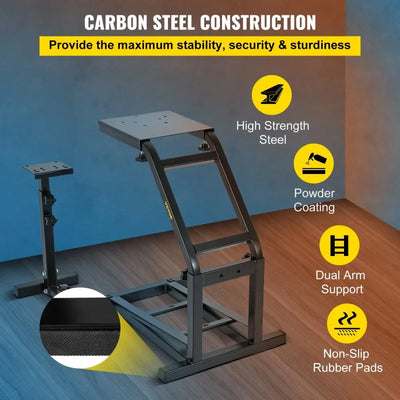 Racing Wheel Stand, Adjustable Carbon Steel Frame, Black