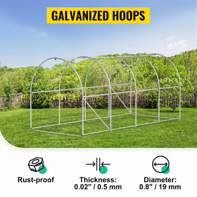 Walk-In Tunnel Greenhouse, Galvanized Frame, Waterproof Cover, 15x7x7 ft, Green