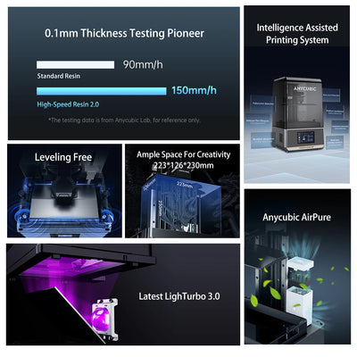 3D Printer, 12K Resolution, Touchscreen, M7-Wash 3 Plus, Black