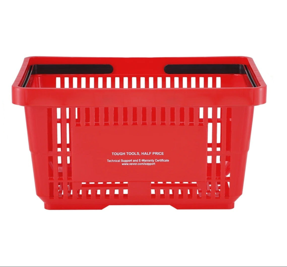 Shopping Basket Set, 24L, Plastic, With Handle and Stand, Red