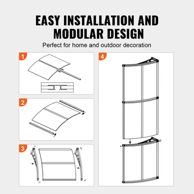 Window Awning Canopy, UPF 50+, Waterproof, Aluminum Frame, White