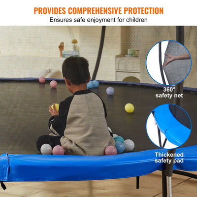 Trampoline, 10ft, Recreational Outdoor Jumping Mat with Safety Net and Spring Cover, Black