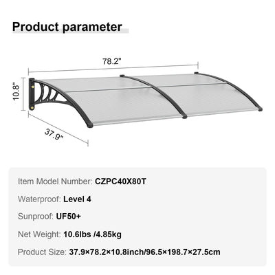 Window Awning Canopy, UPF 50+, Waterproof, Aluminum Frame, White