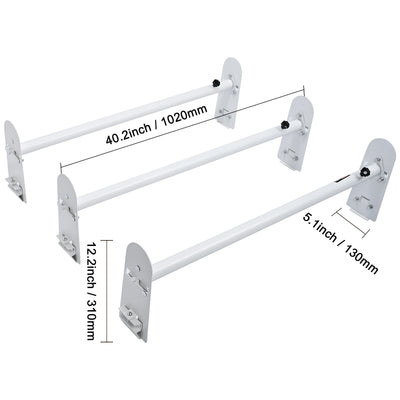 Van Ladder Rack, Alloy Steel, 3 PCS, Adjustable, White