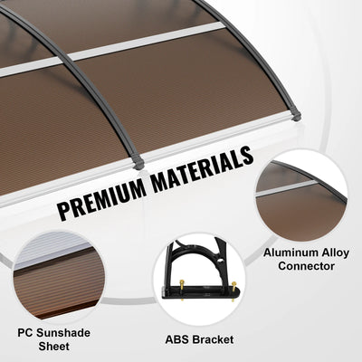 Window Awning Canopy, UPF 50+, Waterproof, Aluminum Frame, White